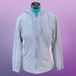 Fuda Grey and Purple Windbreaker Jacket with hood Activewear Workout Lar…